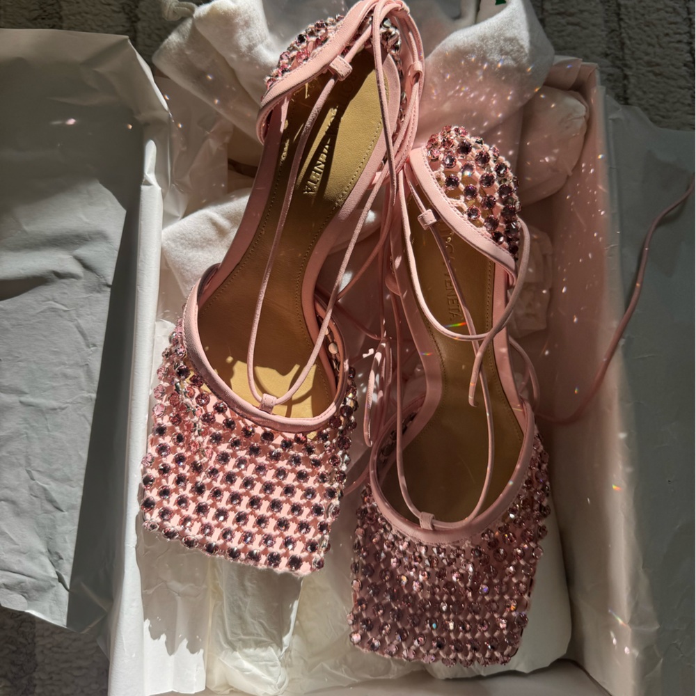 BOTTEGA VENETA Stretch Sandal Web Sparkle Camellia Size 39 - Picture 7 of 16